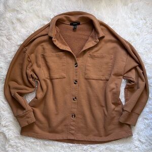 Forever 21 Tan Oversized Button Up Shacket